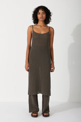 CHARCOAL COTTON CROCHET PANT