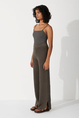 CHARCOAL COTTON CROCHET PANT