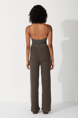 CHARCOAL COTTON CROCHET PANT