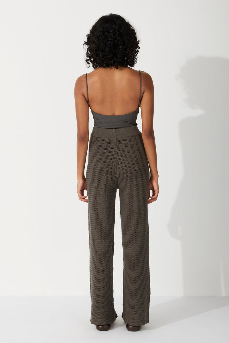 CHARCOAL COTTON CROCHET PANT