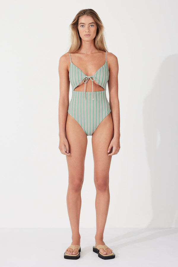 MYRTLE PINSTRIPE TIE ONE PIECE