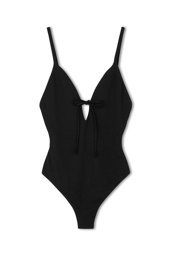 BLACK TEXTURED ONE PIECE