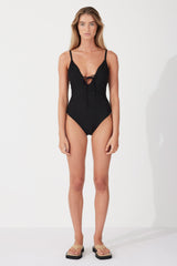 BLACK TEXTURED ONE PIECE
