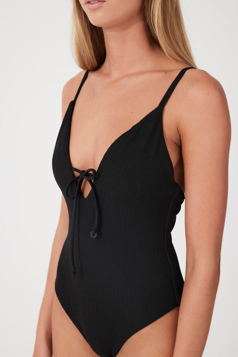 BLACK TEXTURED ONE PIECE