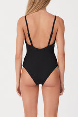 BLACK TEXTURED ONE PIECE