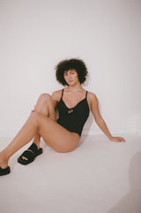BLACK TEXTURED ONE PIECE
