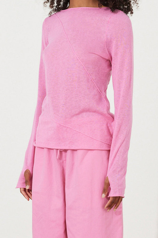 SEA PINK PANELLED KNIT TOP