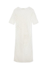 White Lattice Knit Dress