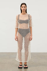 White Lattice Knit Dress