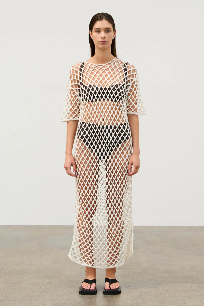 White Lattice Knit Dress Surf and Sand White Lattice Knit Dress Surf and Sand