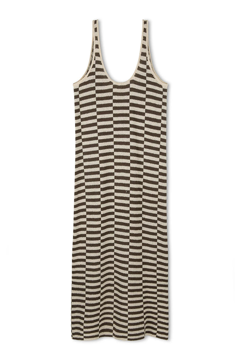 Cocoa Grid Textured Knit Dress