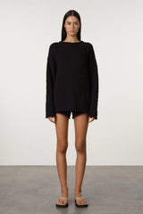 Black Boucle Knit Jumper