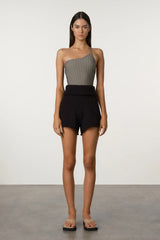 Black Boucle Knit Short