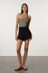 Black Boucle Knit Short