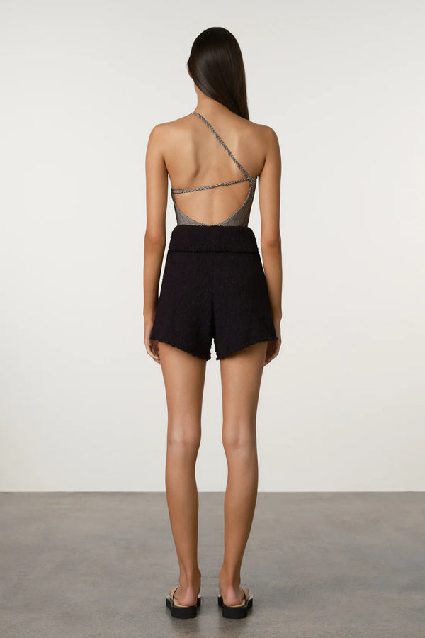 Black Boucle Knit Short