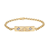 "Baira" Bracelet - White Diamonds and Sapphires on Rolo Chain