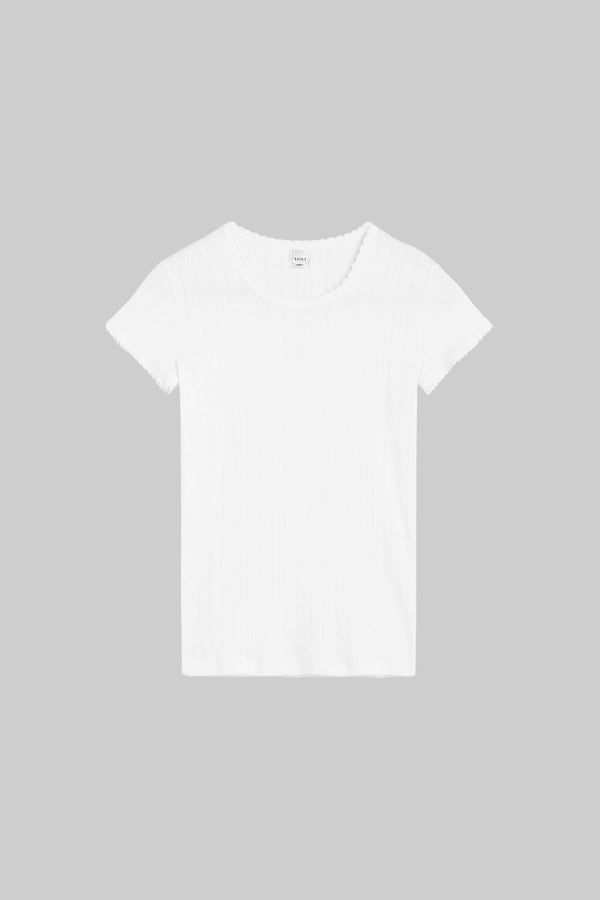 Pointelle Slim Fit Tee - White