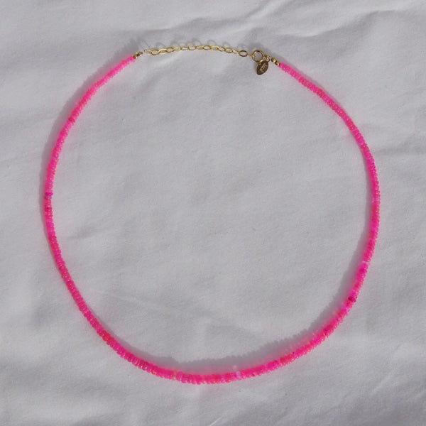 Full Neon Pink Opal Necklace 16-18"