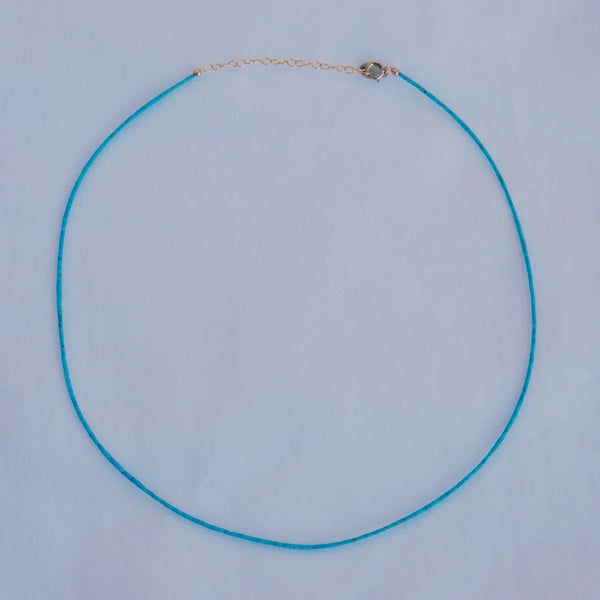 Turquoise Seed Bead Necklace 16-18"