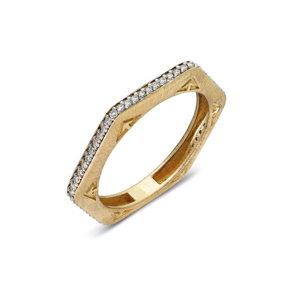 “Baira” Hexagonal Ring - White Diamonds