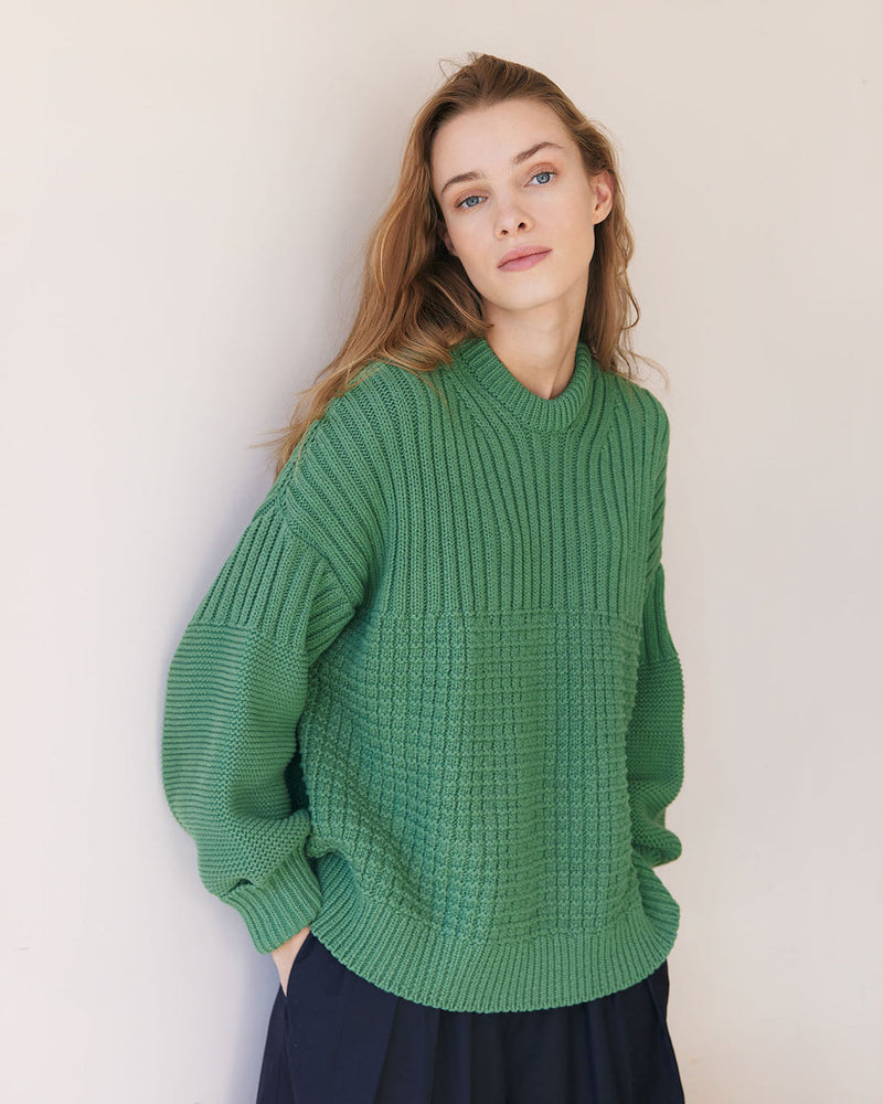 Delčia  COTTON SWEATER - Fern Green