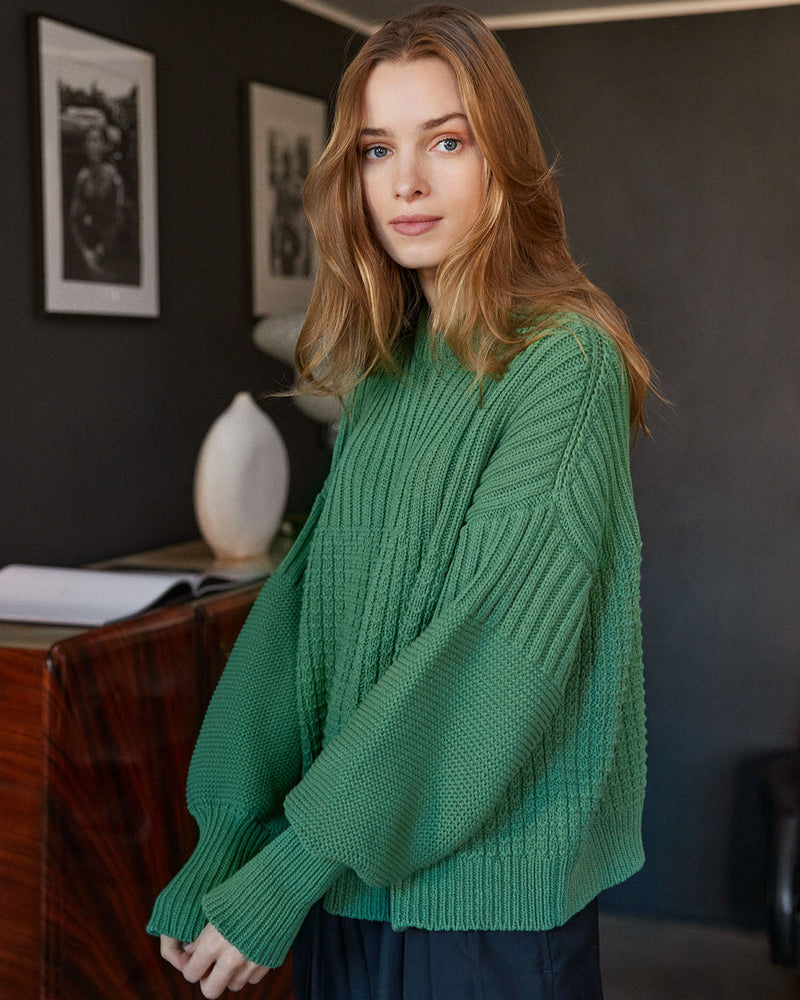 Delčia  COTTON SWEATER - Fern Green