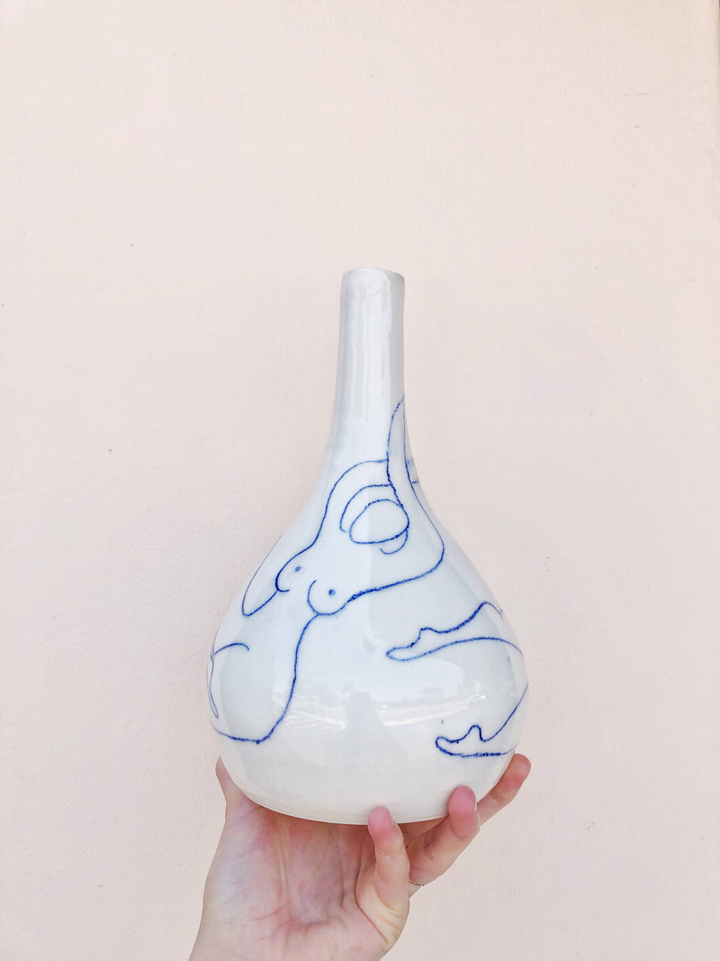 Line Drawn Lady Vase