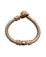 14k Gold Bracelet, Natural Leather 6.25"