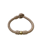 14k Gold Bracelet, Natural Leather 6.25"
