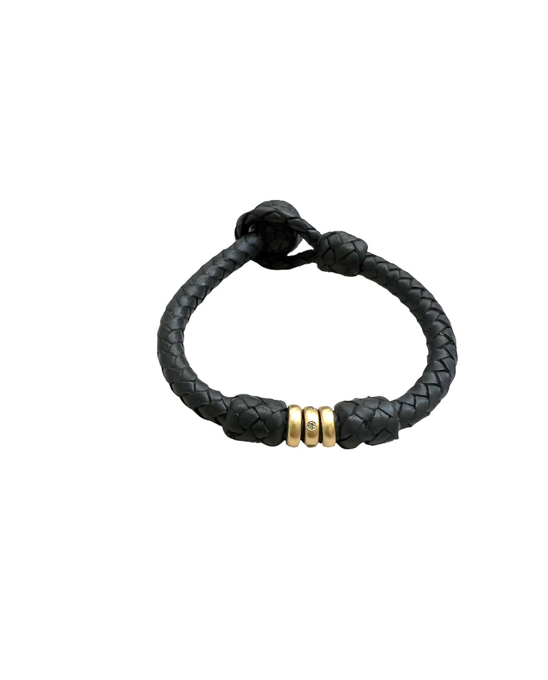 Sardena Bracelet -14K beads, w/ Diamonds- Charcoal Grey-6.25"