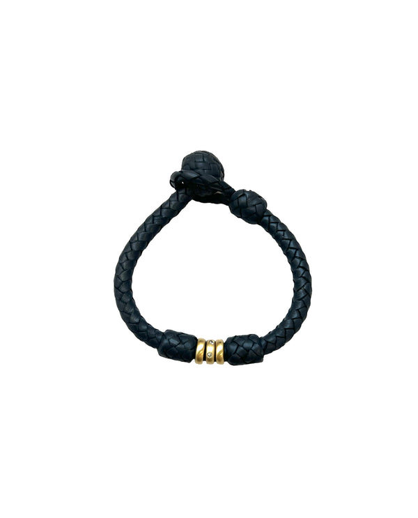 Sardena Bracelet -14K beads, w/ Diamonds- Charcoal Grey-6.25"